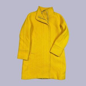 J. Crew Stadium Cloth Wool Nello Gori Winter Coat Yellow Full Zip Size 0 Petite